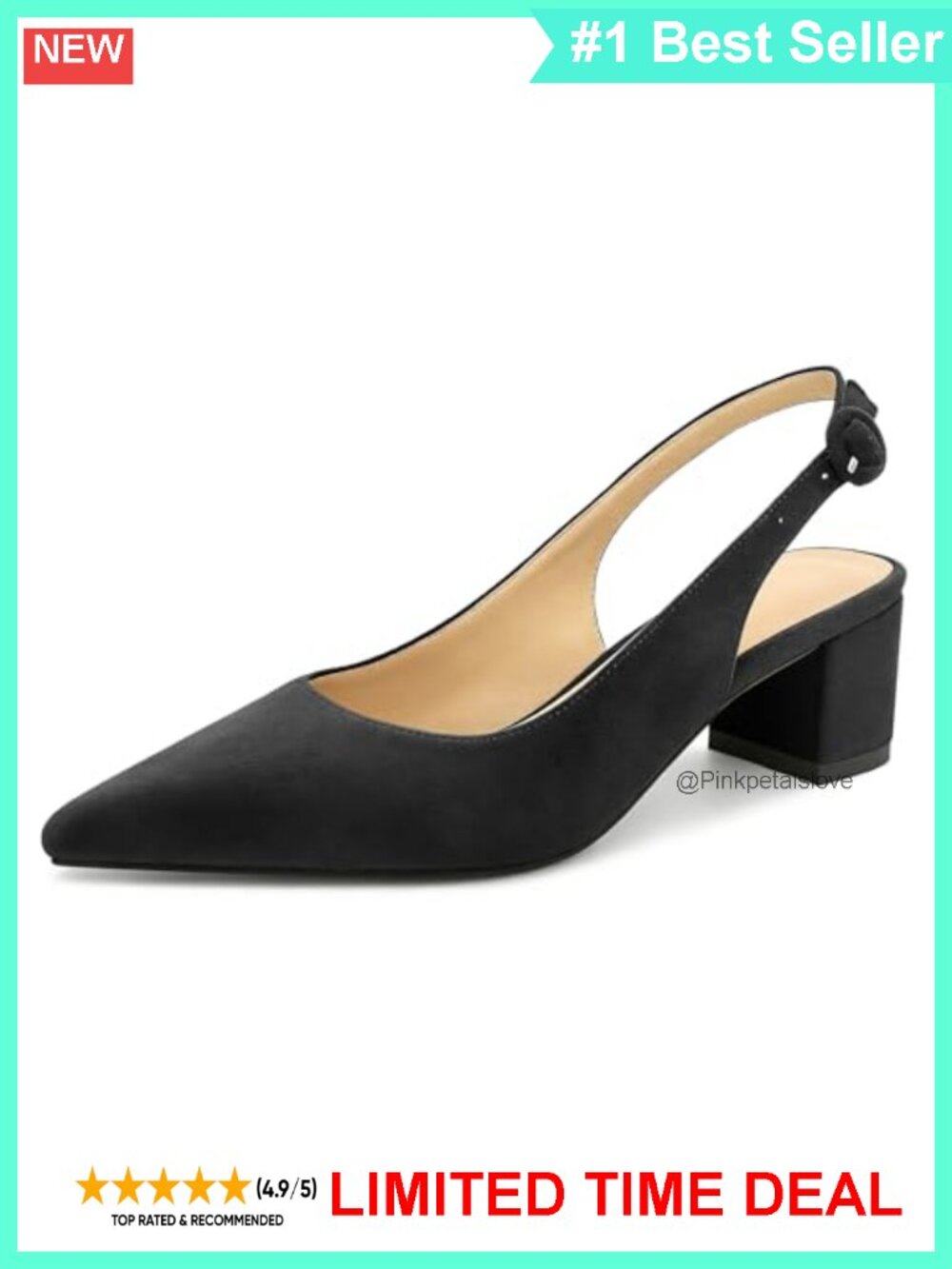 Slingback Block Heels Pointed Toe Ankle Buckle Office Dress Pumps